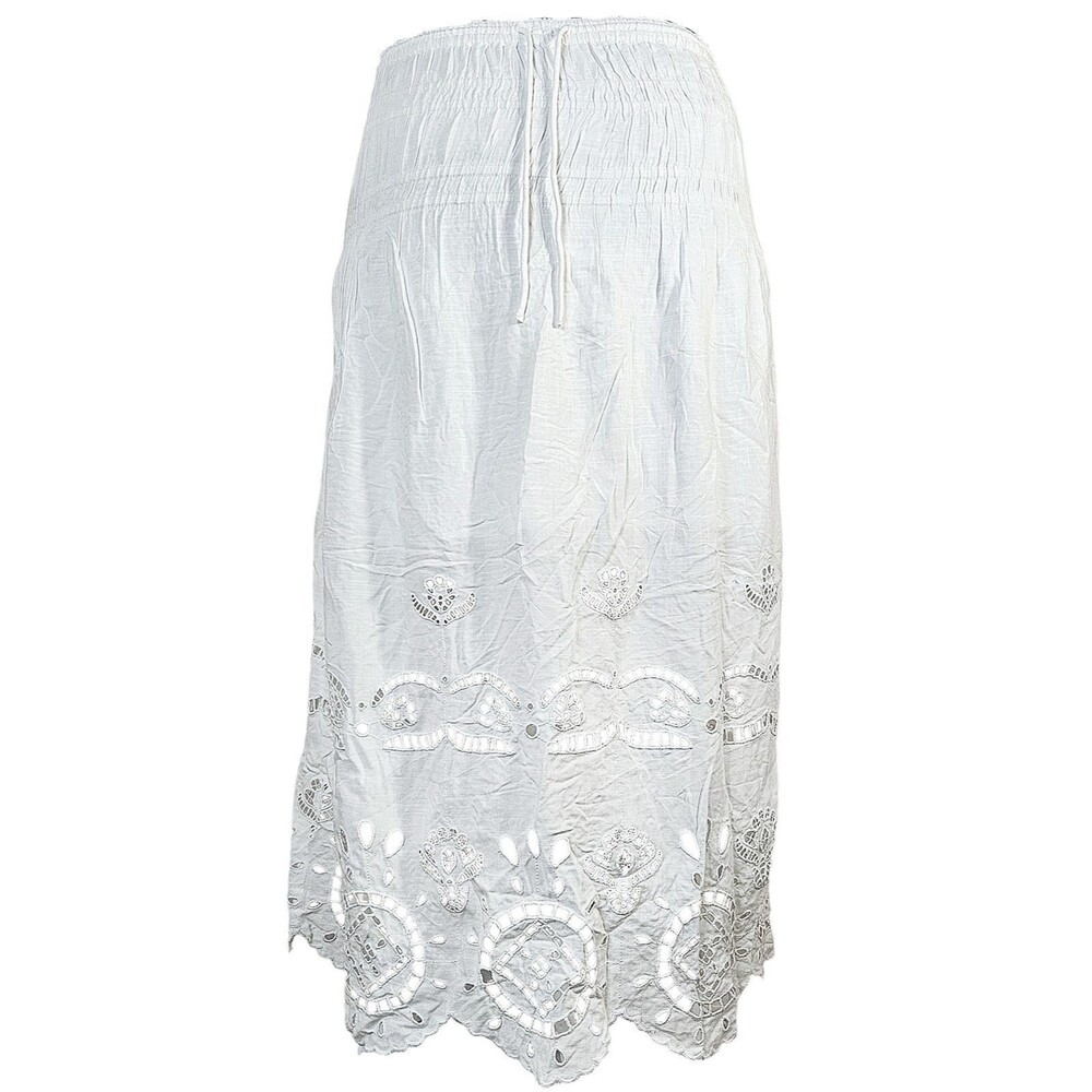 Future Collective Eyelet Lace Maxi Skirt Women's XL Boho Cottagecore Smocked